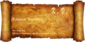 Kassa Vendel névjegykártya